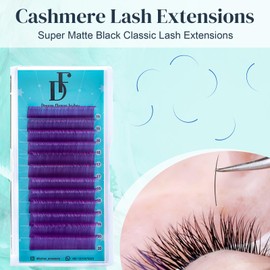 DF Violet Lash Extension Volume Eyelash Extensions 0.05 D Curl 8-15mm Mixed Tray Individual Lash Extensions Classic Lash Extensions Soft Matte Black Single Lashes Professional Salon Use