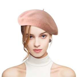 Fnaobai Classic French Wool Beret Hat for Girls Autumn Winter Artist Painter, rose