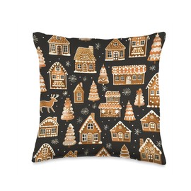 Modern Gingerbread House Kit Design Throw Pillow