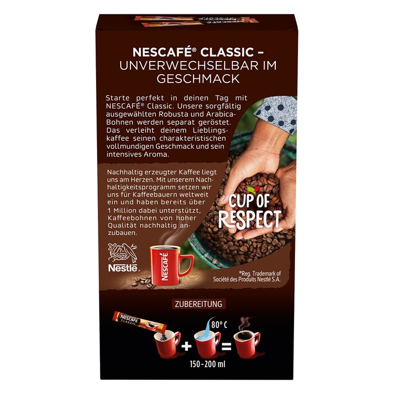 NESCAFÉ Classic Drink Powder Sticks, Soluble Bean Coffee Made from
