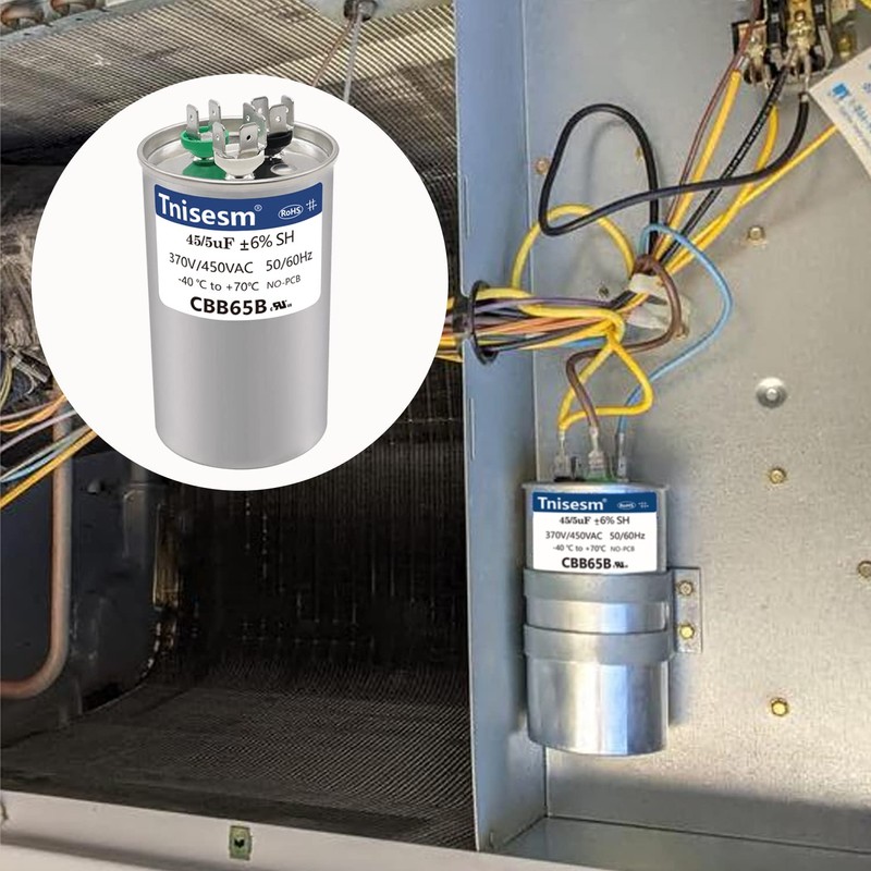 Tnisesm 70+5 uF 70/5 MFD ±6% CBB65 Capacitor Dual Run