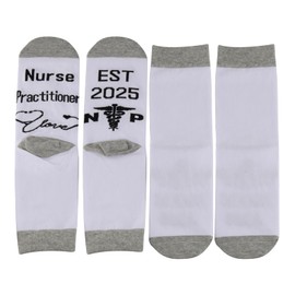 MBMSO NP Nurse Gift New Nurse Practitioner Gifts Graduation Gifts 2 Pairs NP Est 2025 Socks NP Student Gifts Nursing Socks(2 Pairs NP Est 2025 socks)