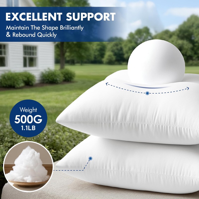 MIULEE Outdoor Pillow Inserts 18x18 Pack of 4 Waterproof Throw