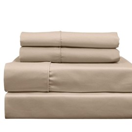 Royal Hotel 650-Thread-Count Bed Pillowcases - Wrinkle Free Pillow Cases - Cotton Blend, Sateen Pillowcases, Hypoallergenic, 2 Piece - Standard - Beige
