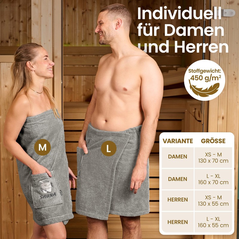 Lashuma Sauna Towel Women's Terry Cloth Sauna Kilt Stone Grey
