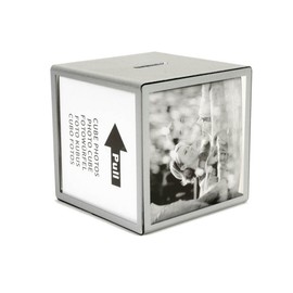 Hab & Gut -FRBOX001- Money box with 5 picture frames, silver, 3.7 x 3.7 x 3.7 inches, savings box