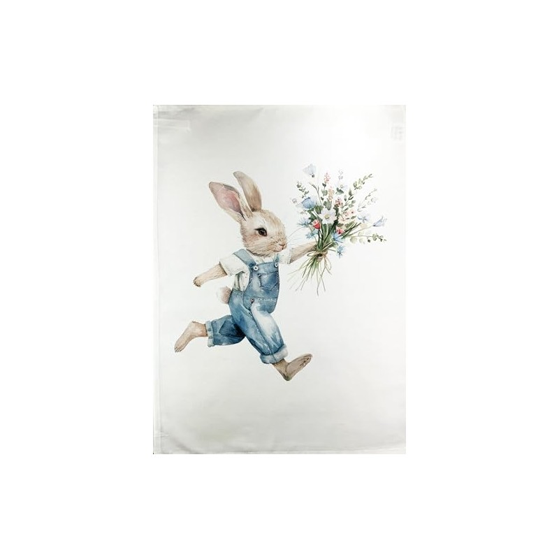Half a Donkey Rabbit in dungarees with flowers large cotton