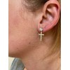 Harlembling Real MOISSANITE 14k Gold Plated Dangle Cross Studs Earrings