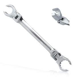 GOLD DEER Double Flare Nut Wrench, Flare Nut Wrench, Flex Flare Nut Wrench, Flare Nut Wrench, Glasses Wrench for Brake Pipes, 0.6 x 0.7 inches (15 x 17 mm), Spanner, Oscillating Brake Pipe, Glasses