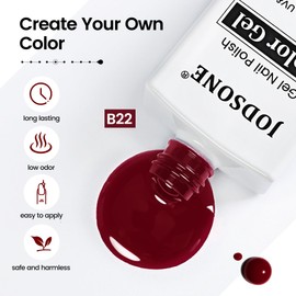 JODSONE 18ml Burgundy Red Gel Polish Dark Red Gel Nail Polish Deep Red Color High Gloss Soak Off U V Light Nail Manicure Salon DIY at Home