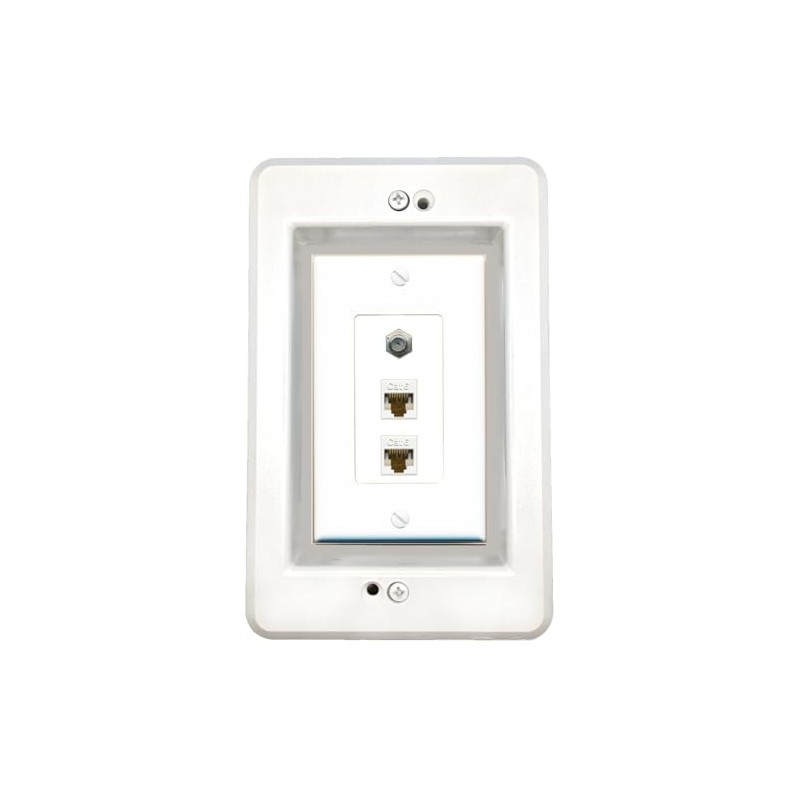 RiteAV in-Wall Cable Management Kit Recessed Outlet 2 CAT6 Coax