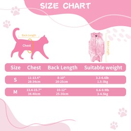GOZINA Cat Recovery Suit, Anti-licking Cat Surgery Recovery Suit, High Elastic Clothes, Breathable Post Surgery, Knitted Cotton Fabric Onesie (Pink, S)