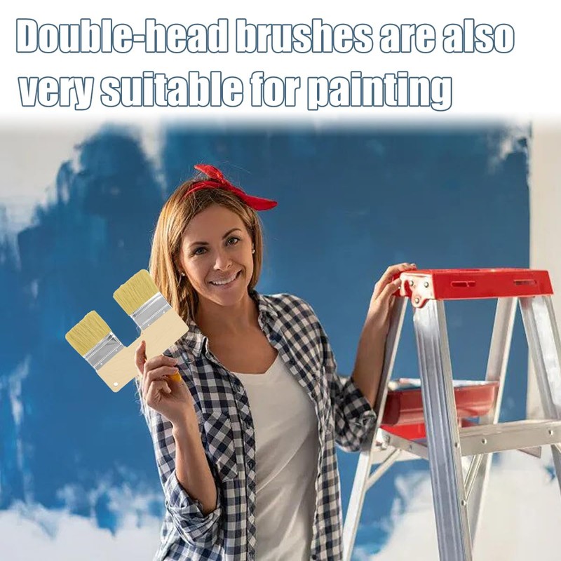 Double Paint Brush U Shaped Bristle Art Flat Texture Brushes