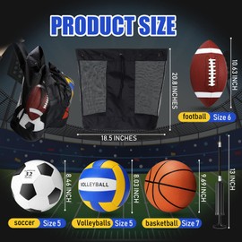 Chitidr 8 Pcs Operation Christmas Sports Balls Set Basketball Football Soccer Volleyball Balls with 2 Sport Equipment Bags 2 Pumps for Youth Adult Athletic Outdoor Playground Gifts(Classic Color)