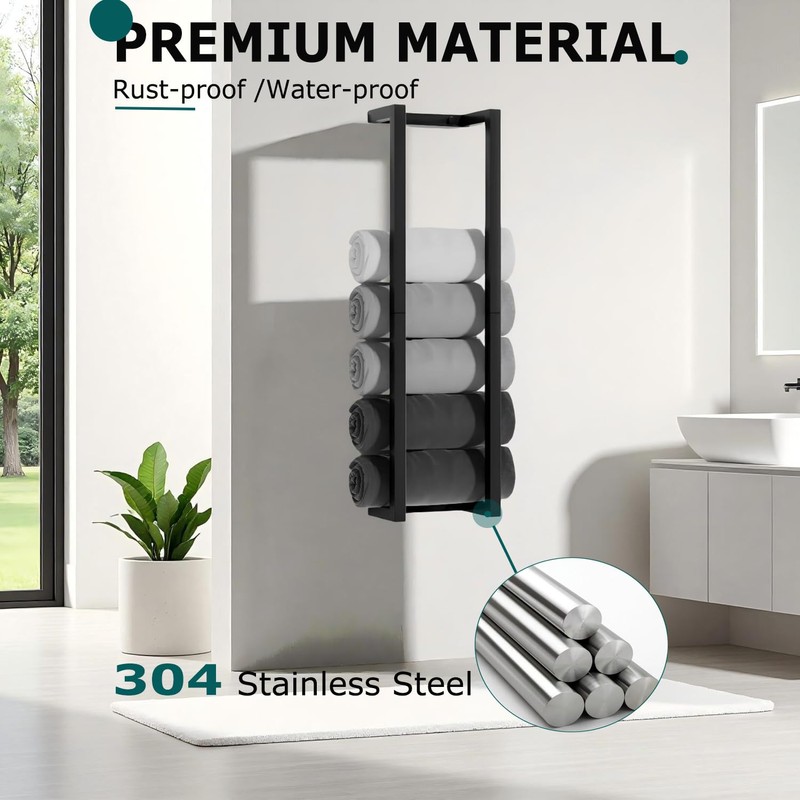 2 Pack Towel Rack for Rolled Towels, VIDA-ZONE 304 Stainless