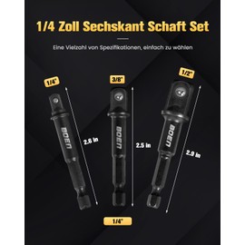 Mr.wintek Socket Adapter, 3 Pieces, 1/4 Inch, 3/8 Inch, 1/2 Inch, 1/4 Inch, Black, for Cordless Drill, Drill & Driver