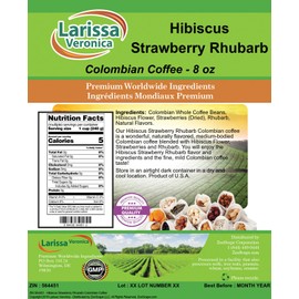 Hibiscus Strawberry Rhubarb Colombian Coffee (Gourmet, Naturally Flavored, Whole Coffee Beans) (8 oz, ZIN: 564451)
