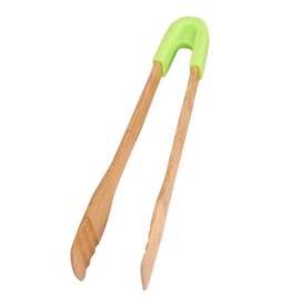 Green Square Bamboo Environmentally Reusable Friendly Food Toast Tongs for Cooking Frying Food Salads BBQ Pasta Grilling for Kitchen Home Party