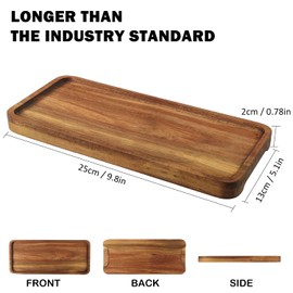 Wooden Serving Platter, 9.8 x 5.1 Inch, Set of 5, Acacia Wood Tray, Perfect for Serving Charcuterie, Desserts, Dips, Sushi, Parties, Family Gatherings, Weddings, and Home Decor, by GNIEMCKIN.