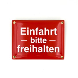 Sosenco Einfahrt bitte freihalten Sign - 15 x 20 cm - Ceramic Enamel - Weatherproof - Tin Sign - Enamel Sign - Parking Prohibited (Red)
