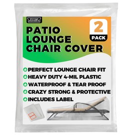 2-Pack Waterproof Outdoor Chaise Lounge Covers for Patio Furniture - Reusable & Heavy-Duty Clear Plastic Outdoor Furniture Covers Waterproof for Lounge Chairs, 84" x 32" x 32"