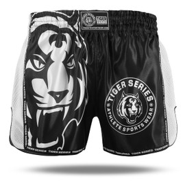 Tiger Pro Muay Thai Boxing Shorts for Training and Kick Boxing, Combat Sports - Multiple Color Options (US, Alpha, X-Large, Regular, Regular, White/Black)