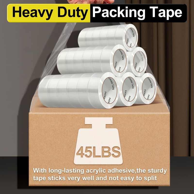 PACKKA PACKKA Clear Packing Tape, 12 Rolls Heavy Duty Shipping
