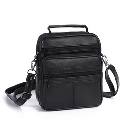 SOTALA Genuine Leather Flight Companion Shoulder Bag Work Bag Messenger Men's Bag in Black, black, shoulder bag
