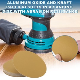 A ABSOPRO Sanding Discs 9 Inch 180 Grit Round Hook and Loop Sandpaper Kraft Paper Yellow 25 Pcs