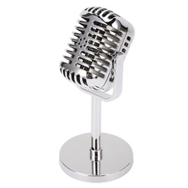 Auto Parts,Retro Microphone Props Simulation Classic Fake Vintage Microphone Prop Model for Bar Decoration Electroplated Silver