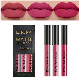 evpct DNM 3Pcs Mauve pink Berry pink Rose red Matte Liquid Lipstick Sets for Women 24-hour Matte+Lipstick Matte Lipstick Lip Stain Gloss Long Lasting 24 Smudge Waterproof