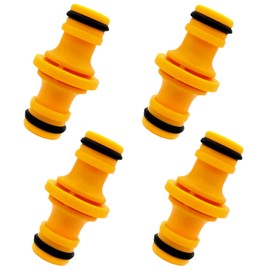 4Pcs Double Male Hose Connectors, Hose End Connectors, Garden Hose Connector Extender, Used to Connect Hoses and Garden Irrigation (Yellow)