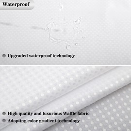 YI & ZE Waffle Weave Shower Curtain with Snap-in Fabric Liner Set, Hotel Style, Slub Textured Shower Curtain, 12 Metal Hooks Included, Waterproof & Washable Heavyweight Fabric, White, 72" W x 72" H