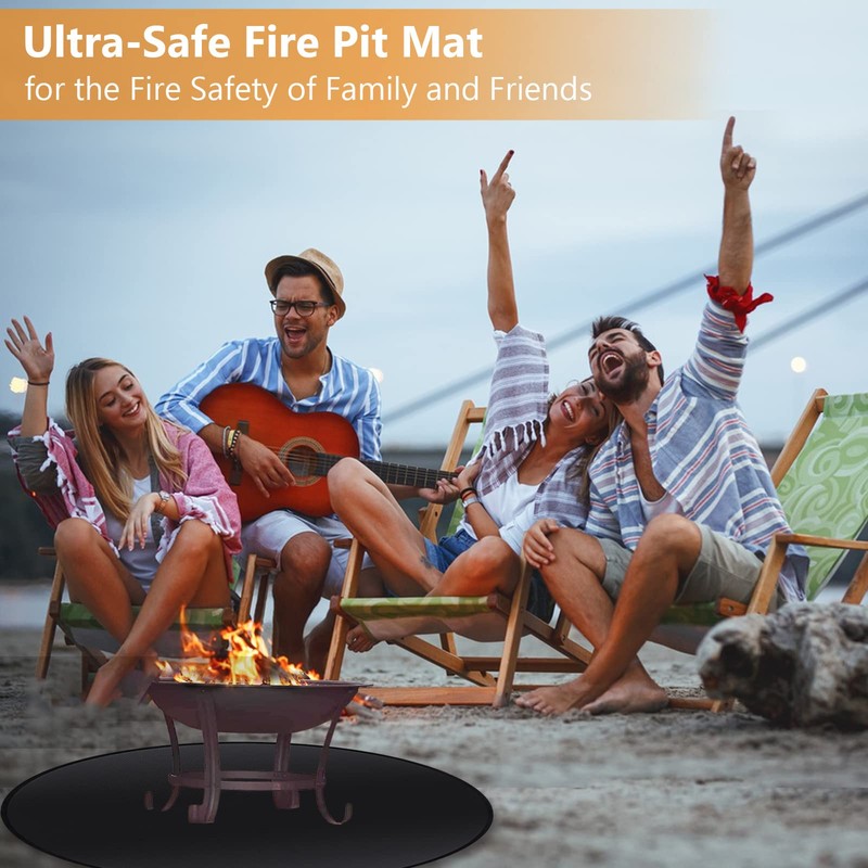 39" Inches Under Grill Mat, 3-Layer Thickened Fire Pit Mat,