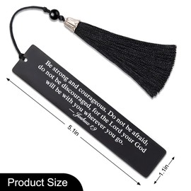 Hafhue Be Strong and Courageous Joshua 1:9 Metal Bookmark with Tassels, Bible Bookmarks for Women Men, Inspirational Gifts for Book Lover Bookworm Readers Author, Religious Gifts for Christians Pastor