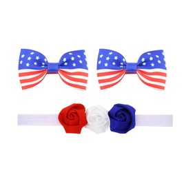 JustMyDress Infant Baby Flower Headband with 3 Color Blue White Red Hair band Accessories JHN08 (Set-G)