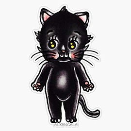 Leyland Designs Black Cat Kewpie Sticker Outdoor Rated Vinyl Sticker Decal for Windows, Bumpers, Laptops or Crafts 5"