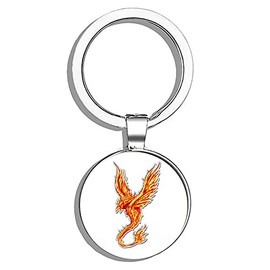 HJ Media Phoenix Metal Round Metal Key Chain Keychain Ring