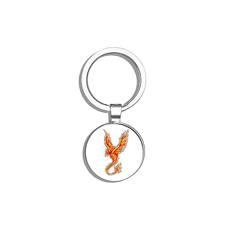 HJ Media Phoenix Metal Round Metal Key Chain Keychain Ring