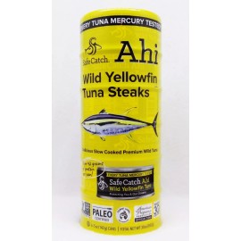 Safe Catch 6 CANS Safe Catch Ahi WILD YELLOWFIN TUNA STEAKS Premium Slow Cooked 30 OZ TOTAL