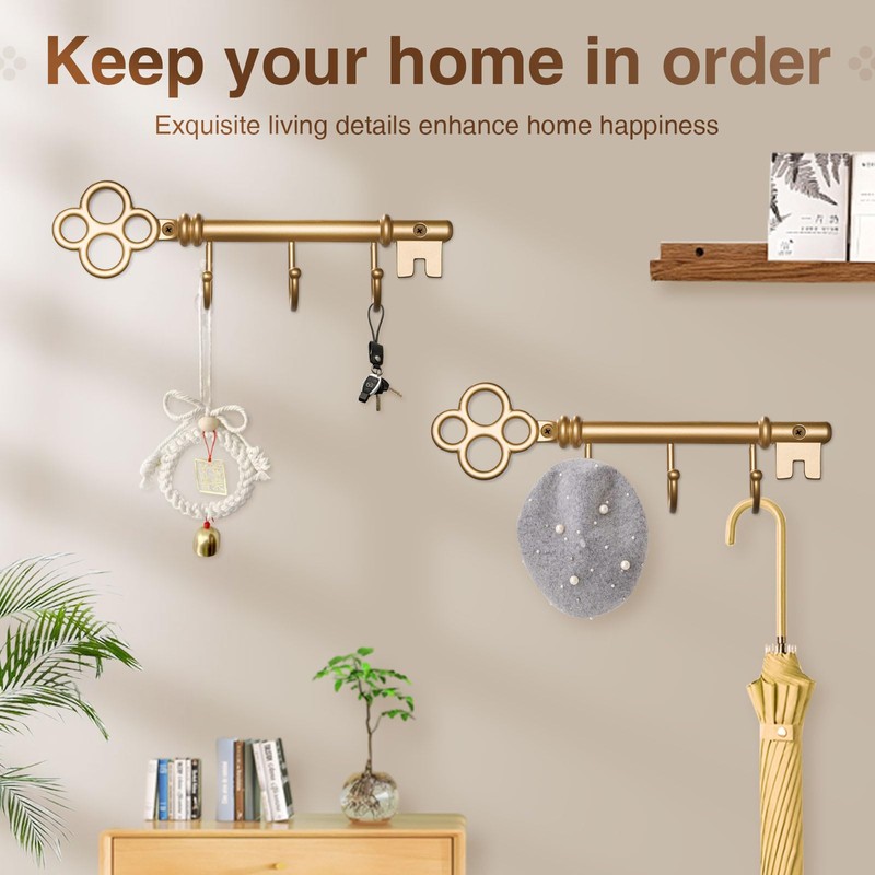 FantasHome Classic Wall Mounted Key Holder Hook Rack, Vintage Key