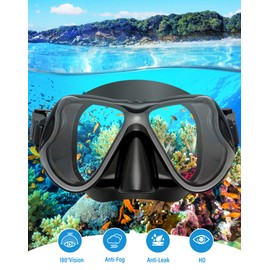 Kekilo Snorkel Mask Set for Adults, Anti-Fog Adjustable Panoramic View Swim Mask Dry Top Snorkel Kit, Scuba Diving Swimming Training Equipment for Men and Women