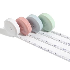 Mikankawa Tape Measure, 6.6 ft (2 m), Set of 4 Colors, Automatic Lock, One-Touch Recovery, Centimeters & Inch Scales, Measuring, Height