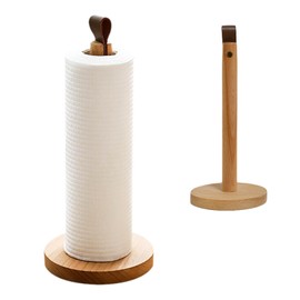 GmeDhc Wooden Kitchen Roll Holder, Standing Kitchen Roll Holder with Round Non-Slip Wooden Base, Kitchen Roll Holder, Kitchen Roll Holder for Kitchen, Dining Table, Home Decoration
