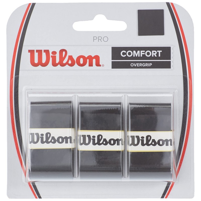 Wilson Unisex Pro Comfort Tennis Racket Overgrip, Black, Pack of