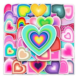 Love Heart Stickers for Laptop(50 Pcs),Gift for Kids Teens Adults Girl,Glitter Colorful Heart Waterproof Stickers for Water Bottle,Vinyl Stickers for Scrapbook,Journal,Dairy,Skateboard