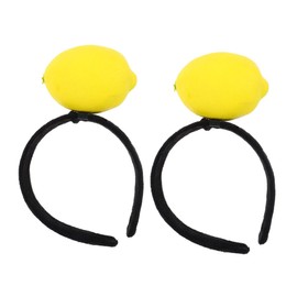 Beavorty 2pcs Funny Headband Funny Lemon Headpiece Lemon Novelty Headpiece Fruit Hair Hoop Fake Food Hair Decor Headbands Fruit Polyester Yellow