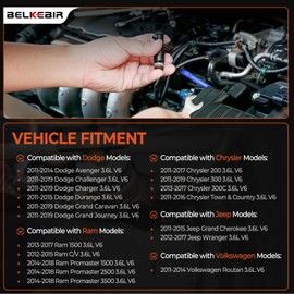 6 PCS Fuel Injectors Compatible with Dodge Challenger Charger Durango Journey Grand Caravan, Chrysler 200 300, Jeep Grand Cherokee Wrangler, RAM 1500 3.6L V6 Replace FJ1147, 0280158233, 8002183N