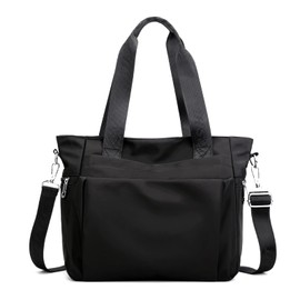 DEEVORCA Fashion Women's Shoulder Bag Simple Casual Travel Messenger Bag Multi Pocket Women Crossbody Tote Bag Work Shopping Dating Multifunctional Large Nylon Handbag Black