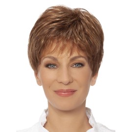 Lofty Alma High Quality Synthetic Hair Wig Real Human Hair In Medium Brown/Amber Gold Highlighted